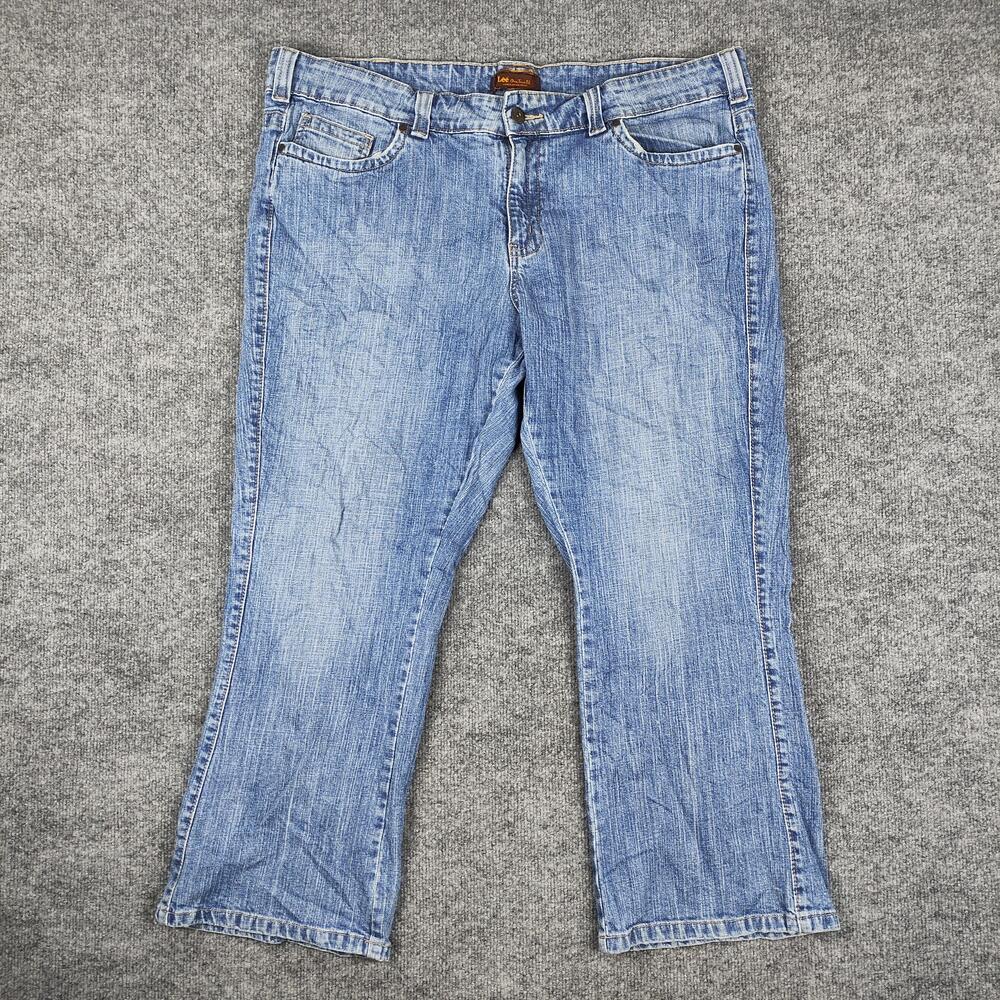 Lee One True Fit Jeans Womens 24WP Light Blue Low Rise Bootcut Stretch Denim